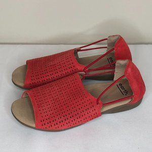 Earth Red Leather Sandals Slip On Shoes Red Suede Flats Women's 7 M Comfort